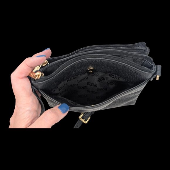 Michael Kors Black Leather Fulton Crossbody Bag - Picture 8 of 8